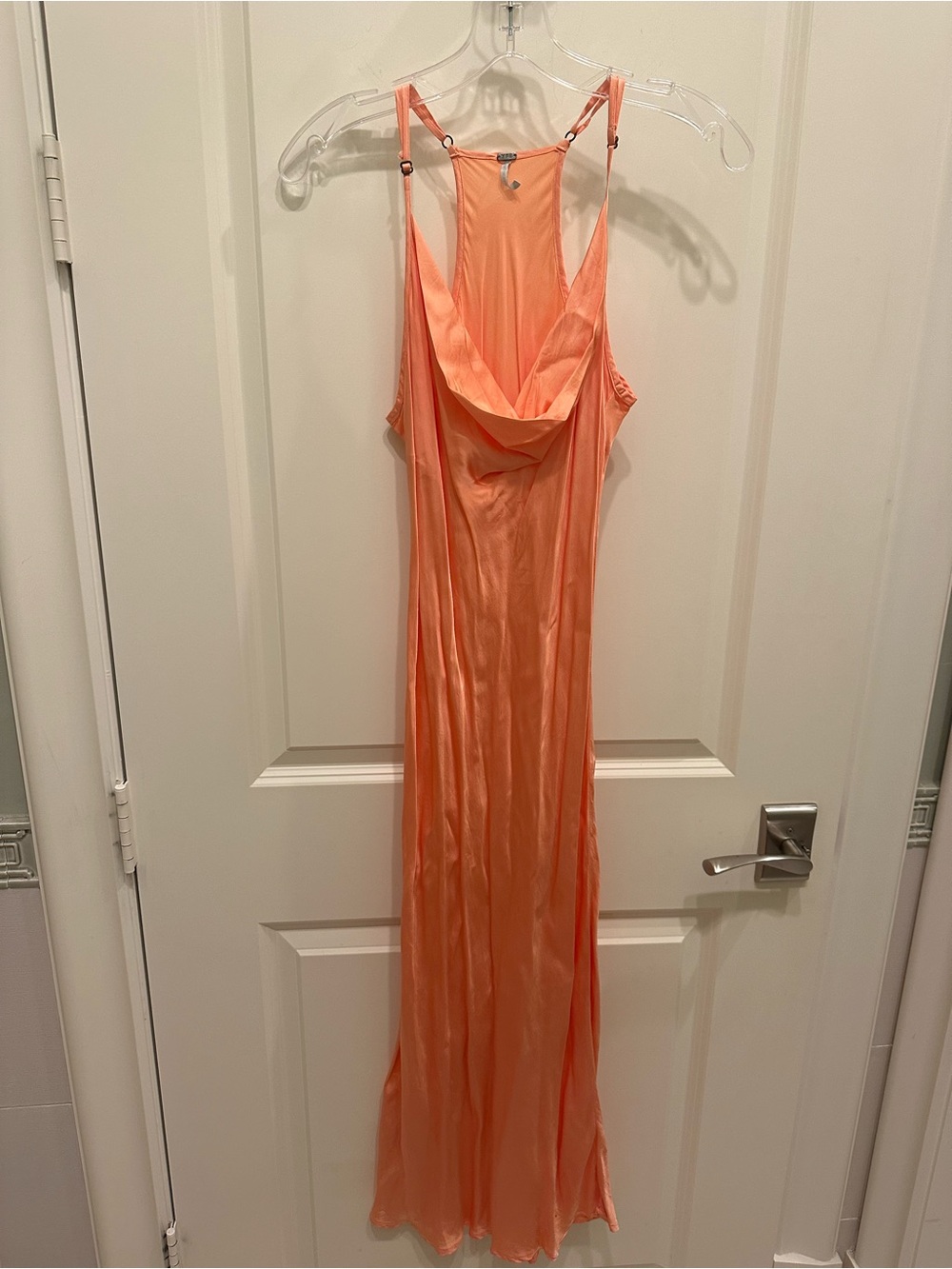 Young Fabulous and Broke YFB Silk Midi Slip Dress Evie Coral Peach size Small
